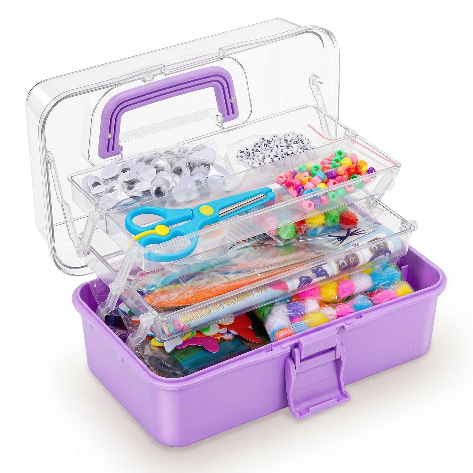 3000PCS Arts and Crafts Supplies Kit for Kids DIY Pipe Cleaner Craft Box Kits Supplies Set Include Pompoms Pipe Cleaners Craft for Kids Christmas Present for Boys Girls
