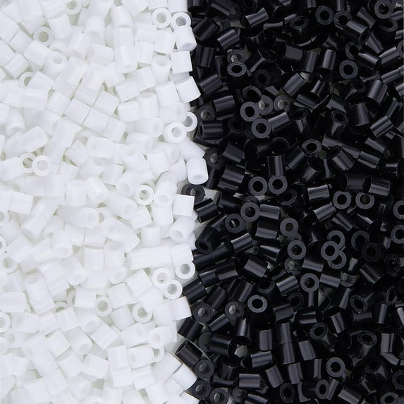3000Pcs 2 Colors Beads Bulk Plastic Iron Beads Set White Black Bead Refills 5mm DIY Melting Bead Multicolor DIY