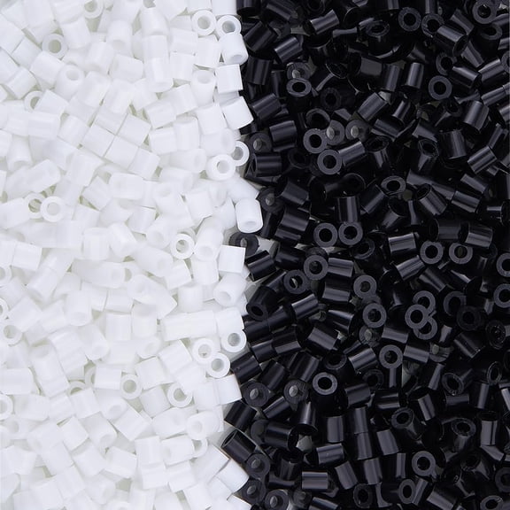 3000Pcs 2 Colors Fuse Beads Bulk Plastic Iron Beads Set White Black Fuse-Bead Refills 5mm DIY Melting Bead Multicolor for Christmas Birthday Holiday New Year Gift Mixed Color