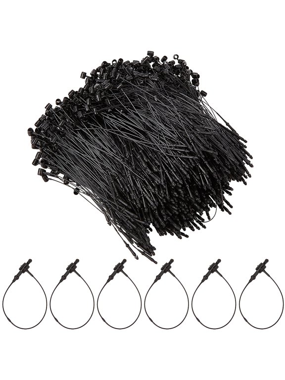 3000Pcs 3 Inch Black Plastic Fastener Hang Price Tag Ring Loops Adjustable Snap Lock Pin Safety Security Loop Tags Ties String
