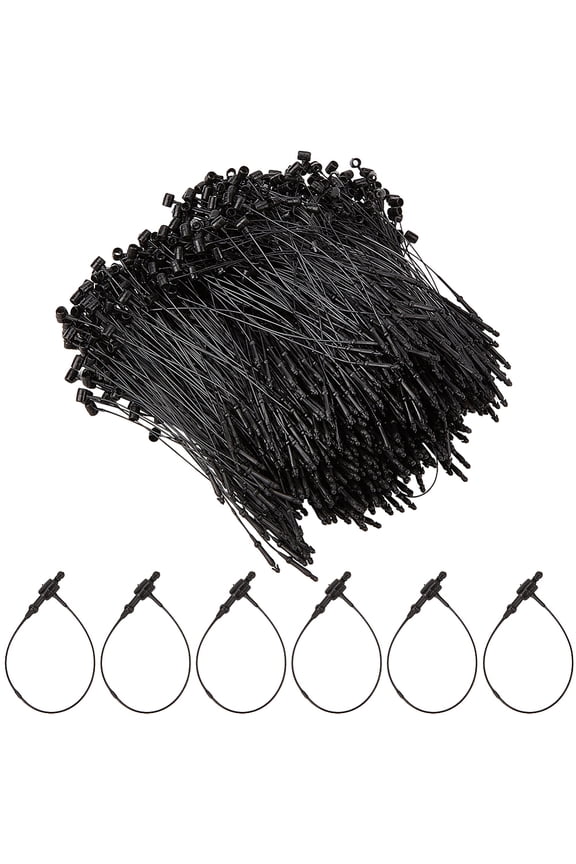 3000Pcs 3 Inch Black Plastic Fastener Hang Price Tag Ring Loops Adjustable Snap Lock Pin Safety Security Loop Tags Ties String