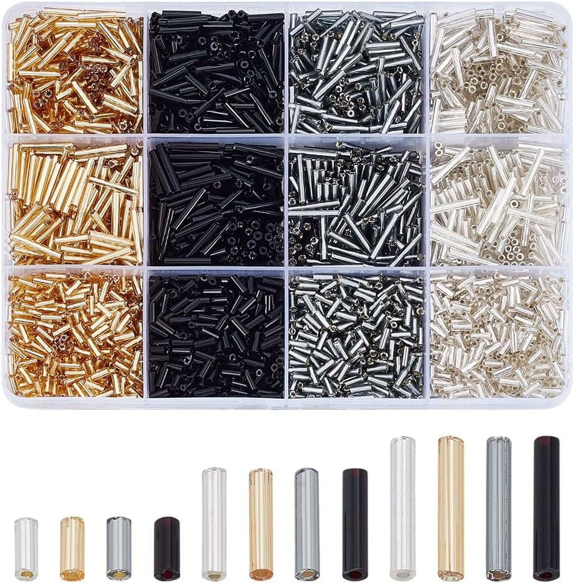 3000Pcs Glass Bugle Beads 12 Styles Tube Beads Kit Seed Loose Spacer Beads Small Craft Beads for DIY Bracelet Necklaces Earring Jewelry MakingHole:0.5mm Colorful