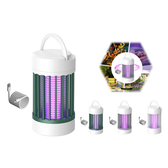 3000V Electric Mosquito Killer Lamp – High Power Rechargeable Insect Zapper,Plug-in with Adapter for Home Kitchen Patio Backyard Indoor Outdoor Use(Green)