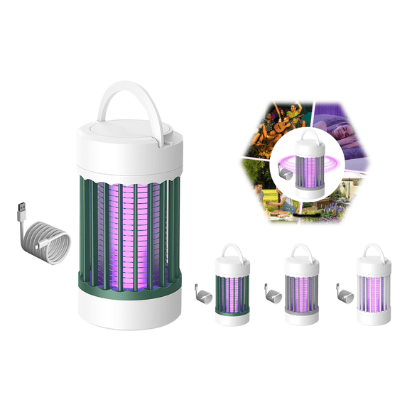 3000V Electric Mosquito Killer Lamp – High Power Rechargeable Insect Zapper,Plug-in with Adapter for Home Kitchen Patio Backyard Indoor Outdoor Use(Green)