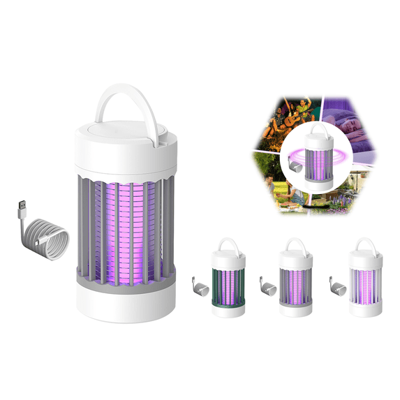 3000V Electric Mosquito Killer Lamp – High Power Rechargeable Insect Zapper,Plug-in with Adapter for Home Kitchen Patio Backyard Indoor Outdoor Use(Grey)
