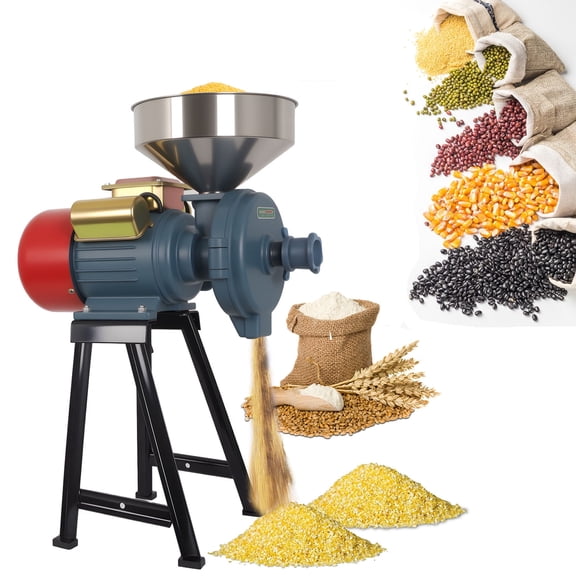 3000W 110V Electric Grain Grinder Mill, Dry & Wet Cereals Grinder with Funnel, Corn Grinder, Feed Grinders for Home Farm Grain Processing