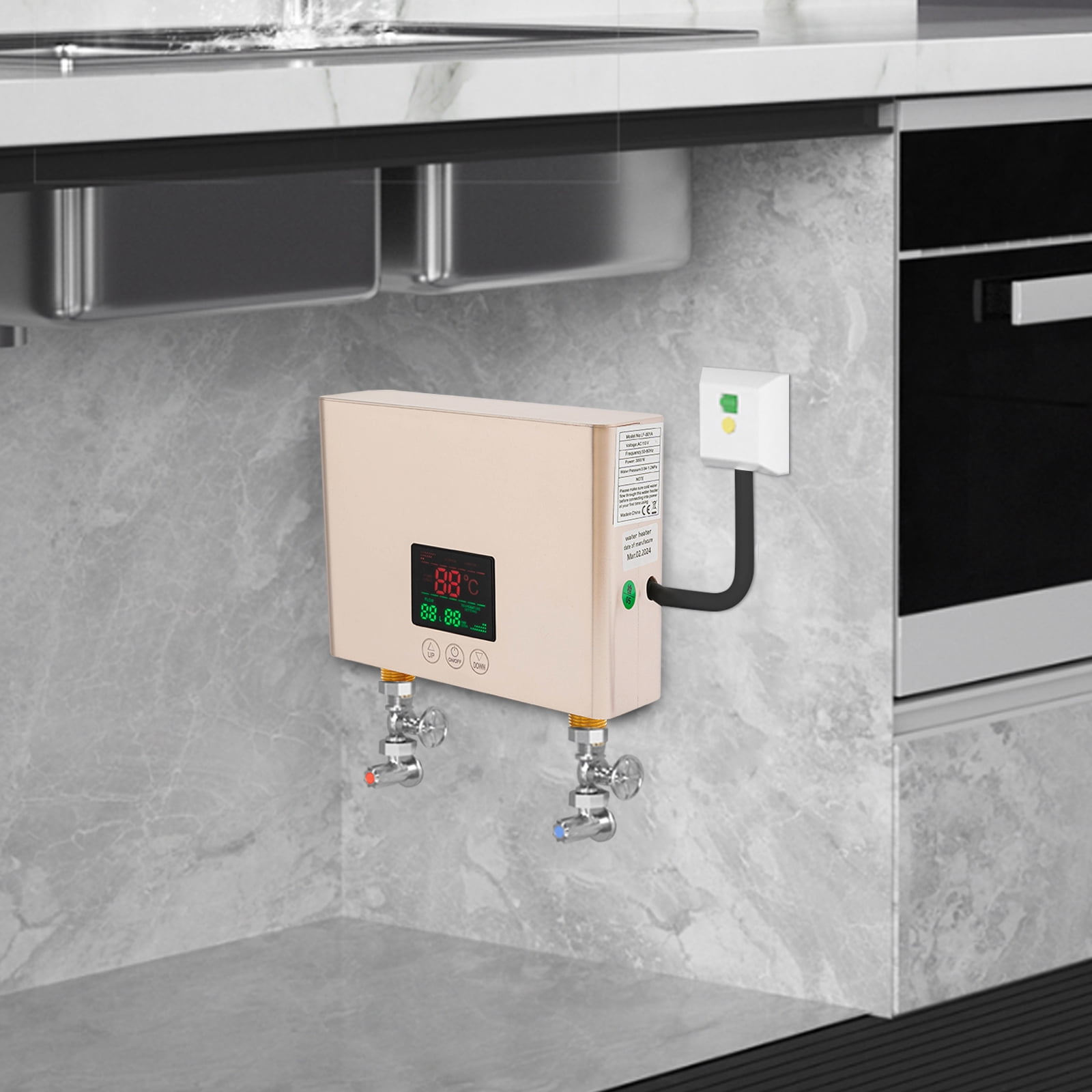 3000W 110V Mini Electric Water Heater, Water Heater, Tankless Water Heater (Batteries Not Included)