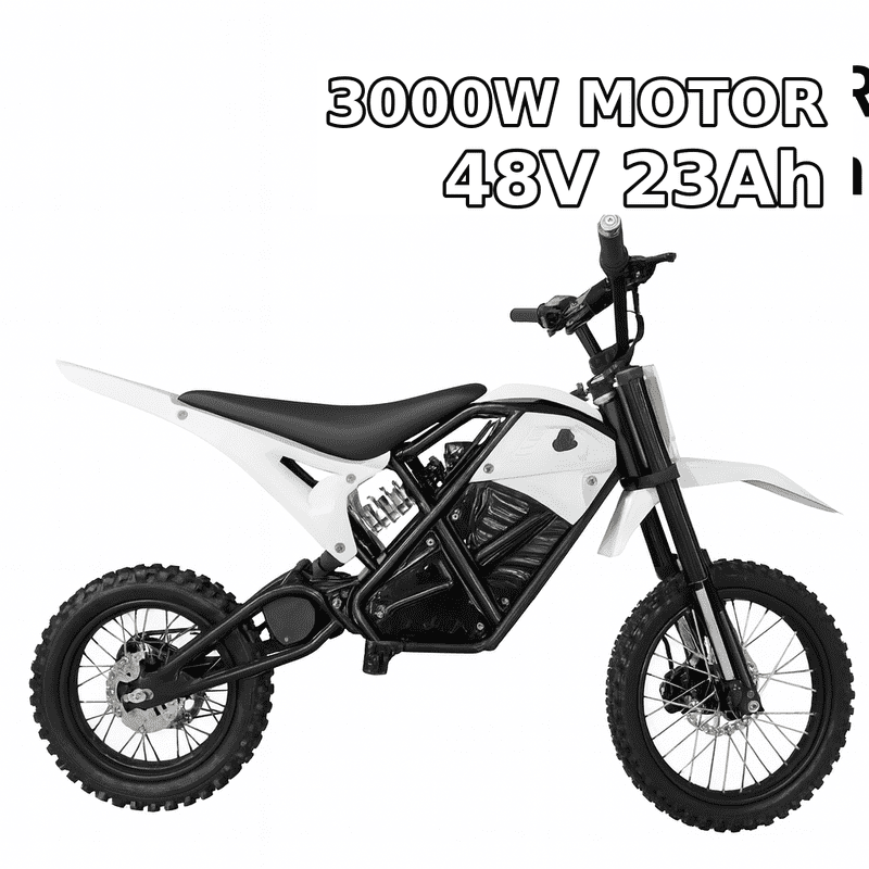 3000W 48V Electric Dirt Bike for Adults 38MPH Top Speed 38 Miles Range Full Suspension UL2849 Certified