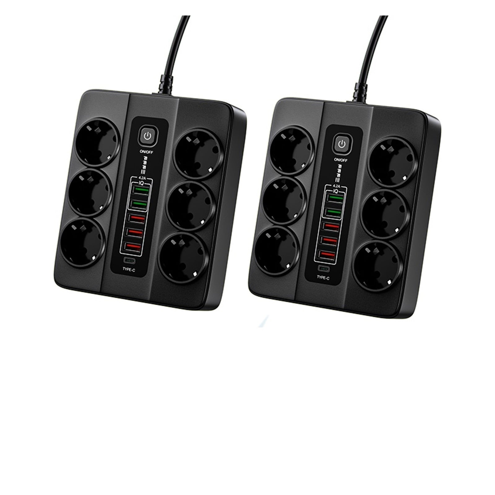 3000W 6 AC Outlets Power Strip 6 USB Charging Station Extension Cord 2M PD 20W QC3.0 USB Port Multi Outlet Charger Power Socket ,Space-Saving