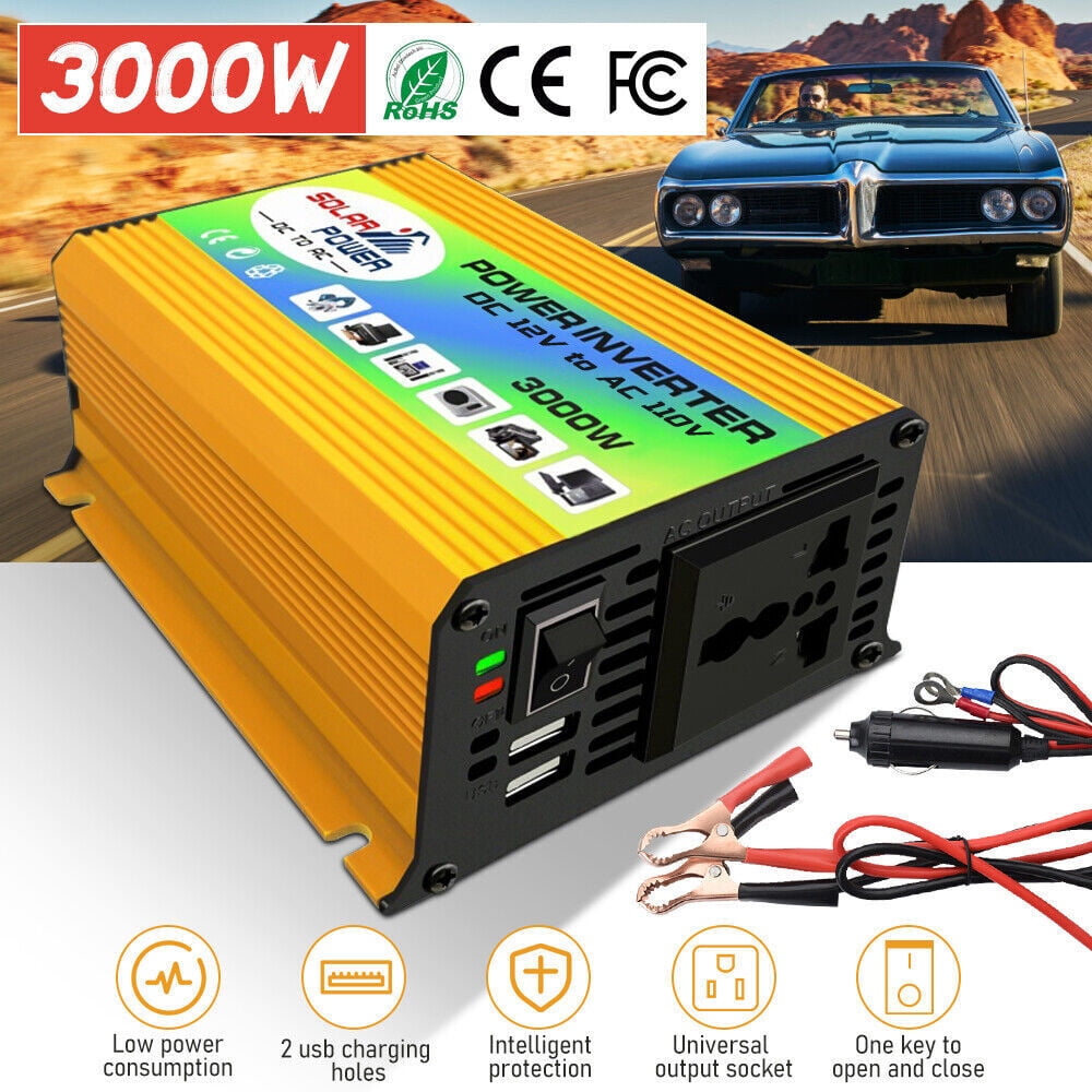 Convertisseur 12V/24V Vers 110V 3000W/4000W Pour Voiture/camping-car - Haute Puissance, Neuf, Certifié SGS