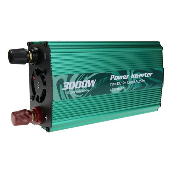 3000W Car Power Inverter DC 12V to 220V AC Converter Car Charger Adapter for Phones Tablets Laptops Green