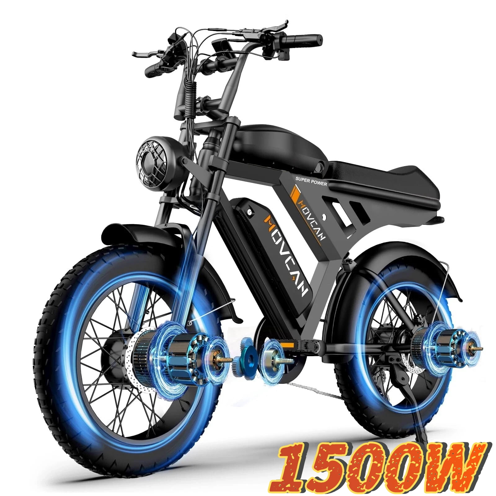 37.5MPH Max Speed,3000W Dual Motor Movcan V30 Pro Max Electric Bike for Adults, 48V 20Ah ×2 Removable Batteries,120 Mile Range, 20"x4" Fat Tire