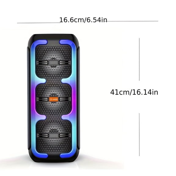 3000W Dual Subwoofer Speaker with Heavy Bass Stereo Sound, Wireless 5.0, TWS & RGB Lights - USB/TF/AUX Inputs, Karaoke Mode, Portable with Handle for Indoor/Outdoor Parties, Subwoofer Speaker for Car