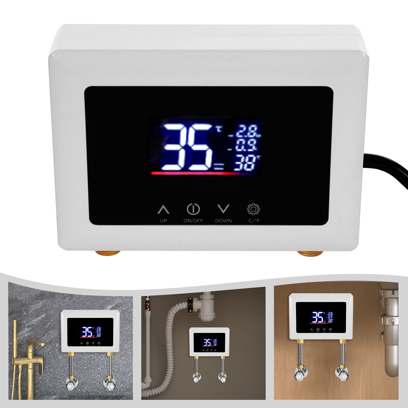 3000W Electric Instant Water Heater with LED Display Wall Mount 7.87*2.17*5.71 in