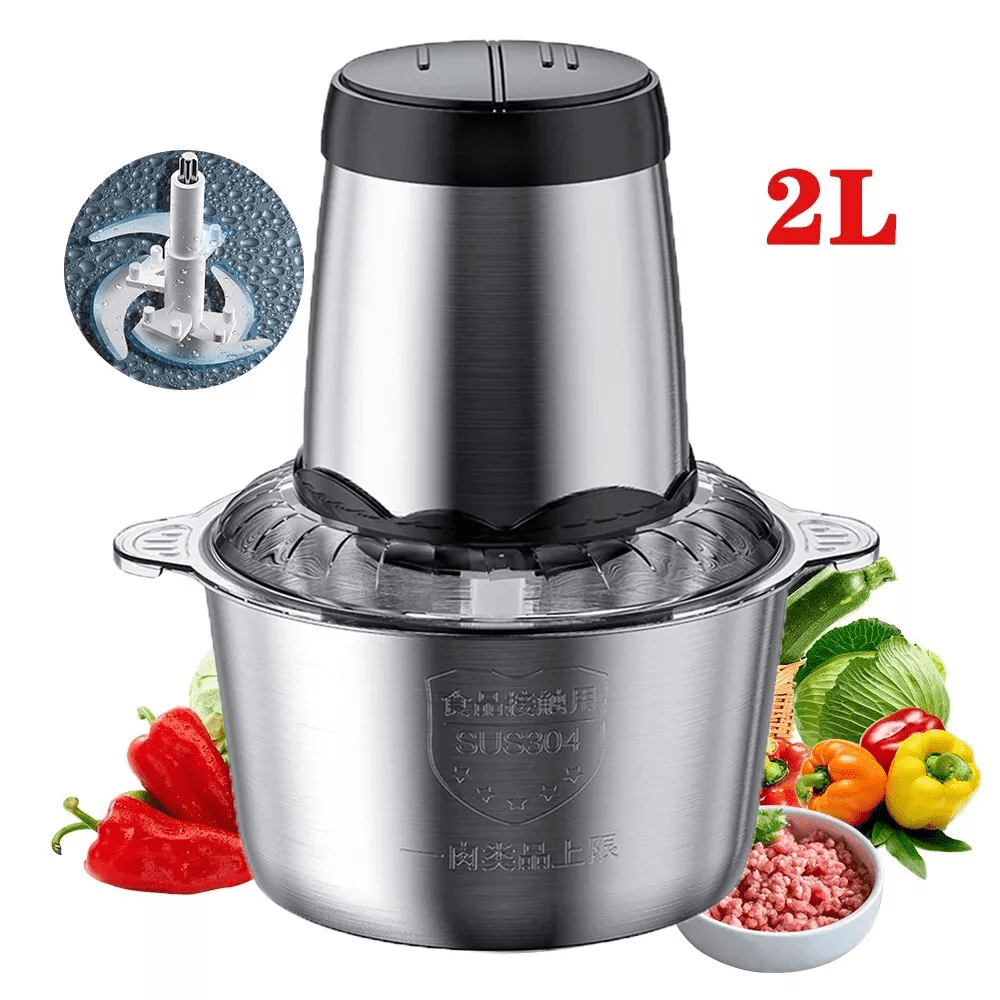 3000W Electric Meat Grinder - High-Power Stainless Steel Food Processor with Dual Speed, Dishwasher-Safe Bowl, and Multi-Purpose Blades for Chopping, Blending, and Mincing