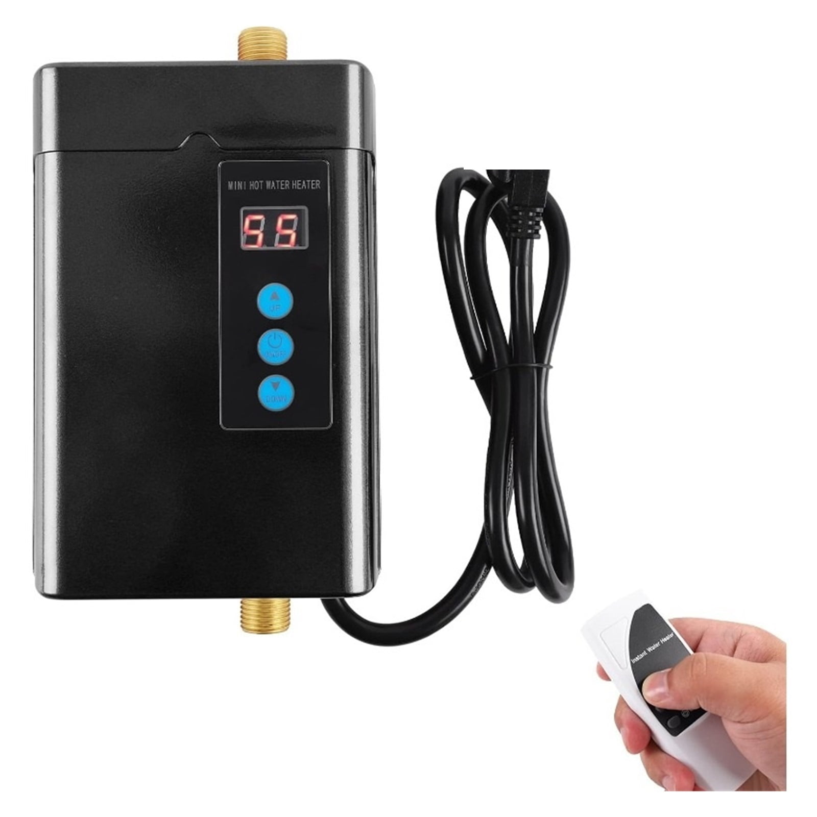 3000W Electric Tankless Instant Hot Water Heater Under Sink With Remote Control For Home Kitchen Bathroom (B-Black) ,Safety Protections