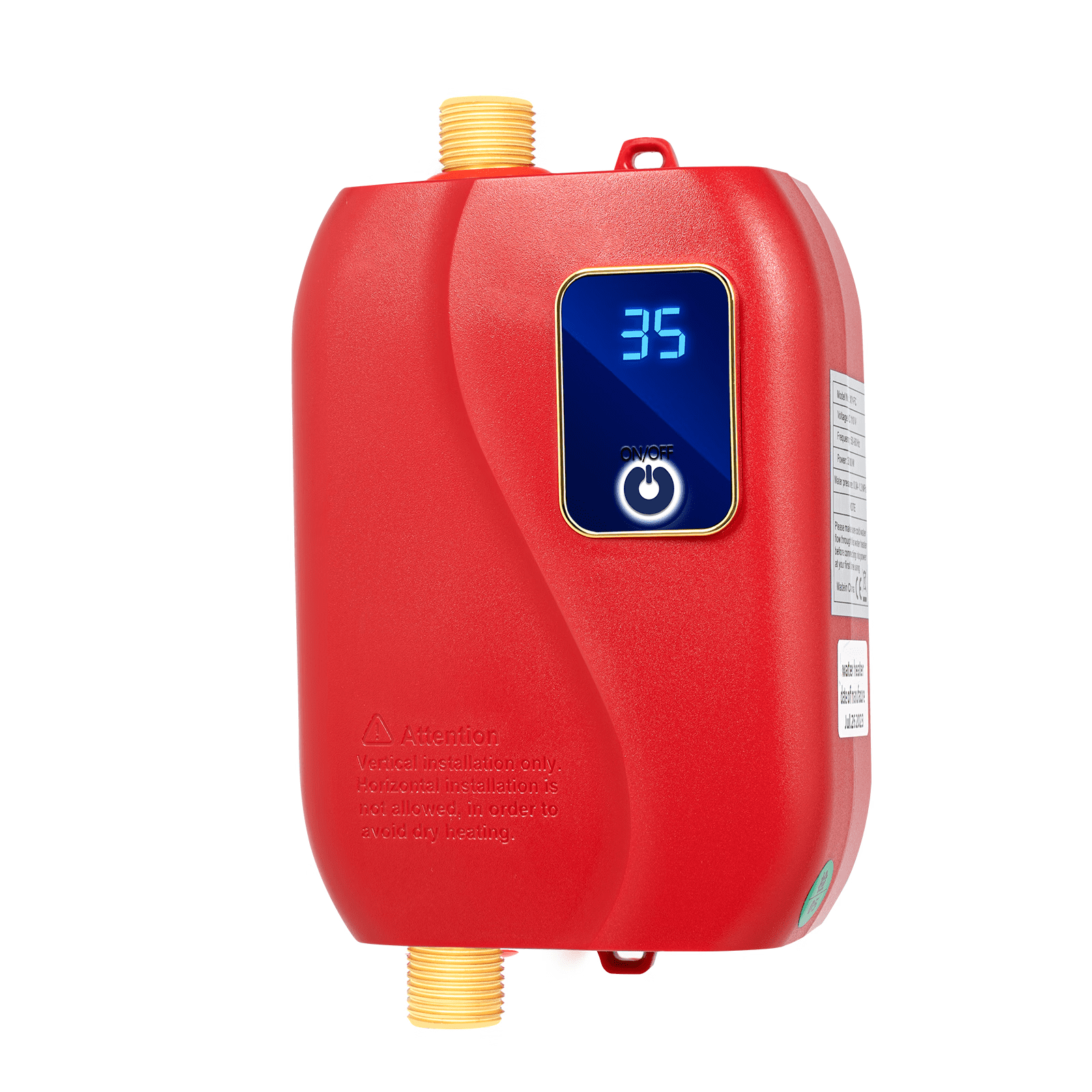 3000W Electric Tankless Water Heater 110V Mini Instant Electric Hot Water Heater Home Floor-Mounted Under Sink Water Heater for Kitchen Bathroom 20-50°C Red