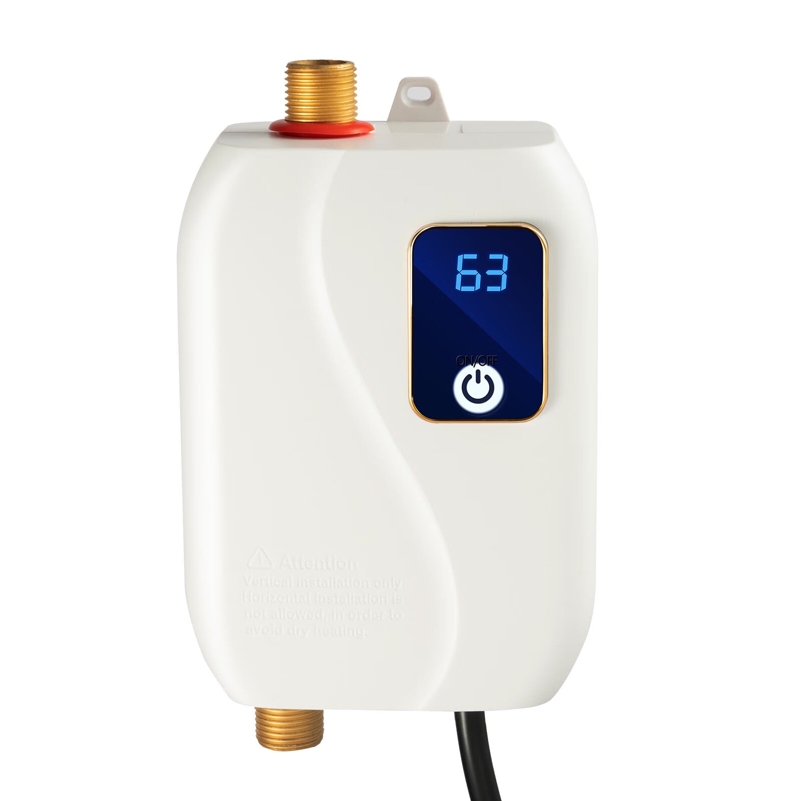 3000W Electric Tankless Water Heater 110V Mini Instant Electric Hot Water Heater Home Floor-Mounted Under Sink Water Heater for Kitchen Bathroom 20-50°C White