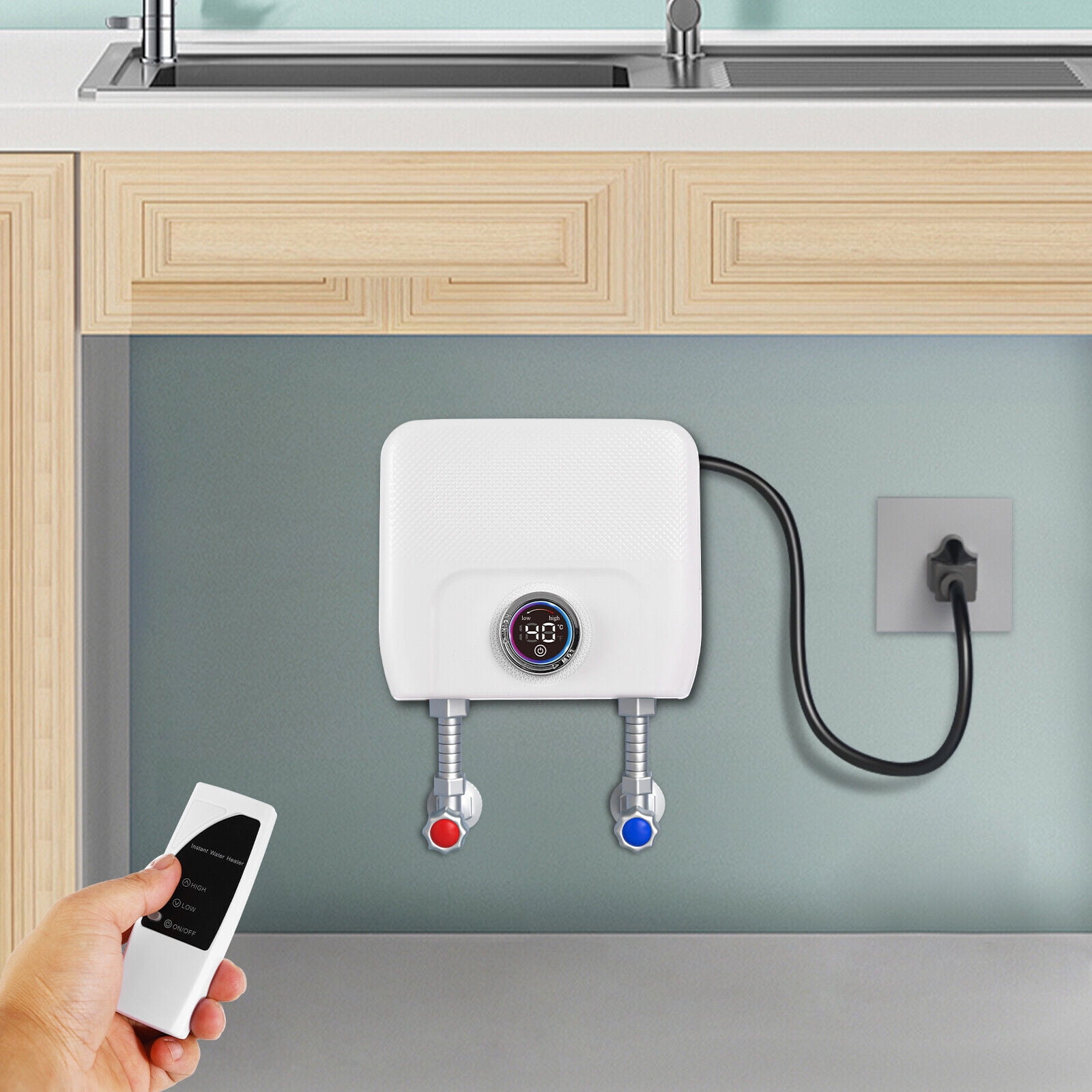 3000W Electric Water Heater Instant Hot Tankless Water Heater On Demand Water Heater for Homes, Offices