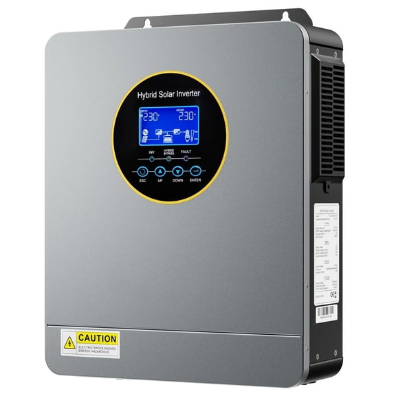 3000W Hybrid Solar Inverter, All in One Pure Sine Wave Power Inverter Charger, 24V DC to 110/120VAC, with Built-in 100A MPPT Solar Controller, for On/Off-Grid System Lead Acid Lithium Battery