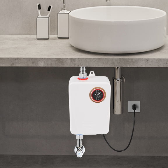 3000W Instant Electric Water Heater, Tankless Under Sink Water Heater, 110V Compact Point of Use with LED Touch Screen, Adjustable Temperature (68F-122F) for Kitchen Bathroom RV Apartment