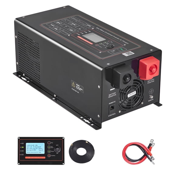 3000W Low Frequency Pure Sine Wave Inverter Charger, DC12V to AC120V LCD Remote Control for RV Camper Home, Fit 12V Lithium Batteries