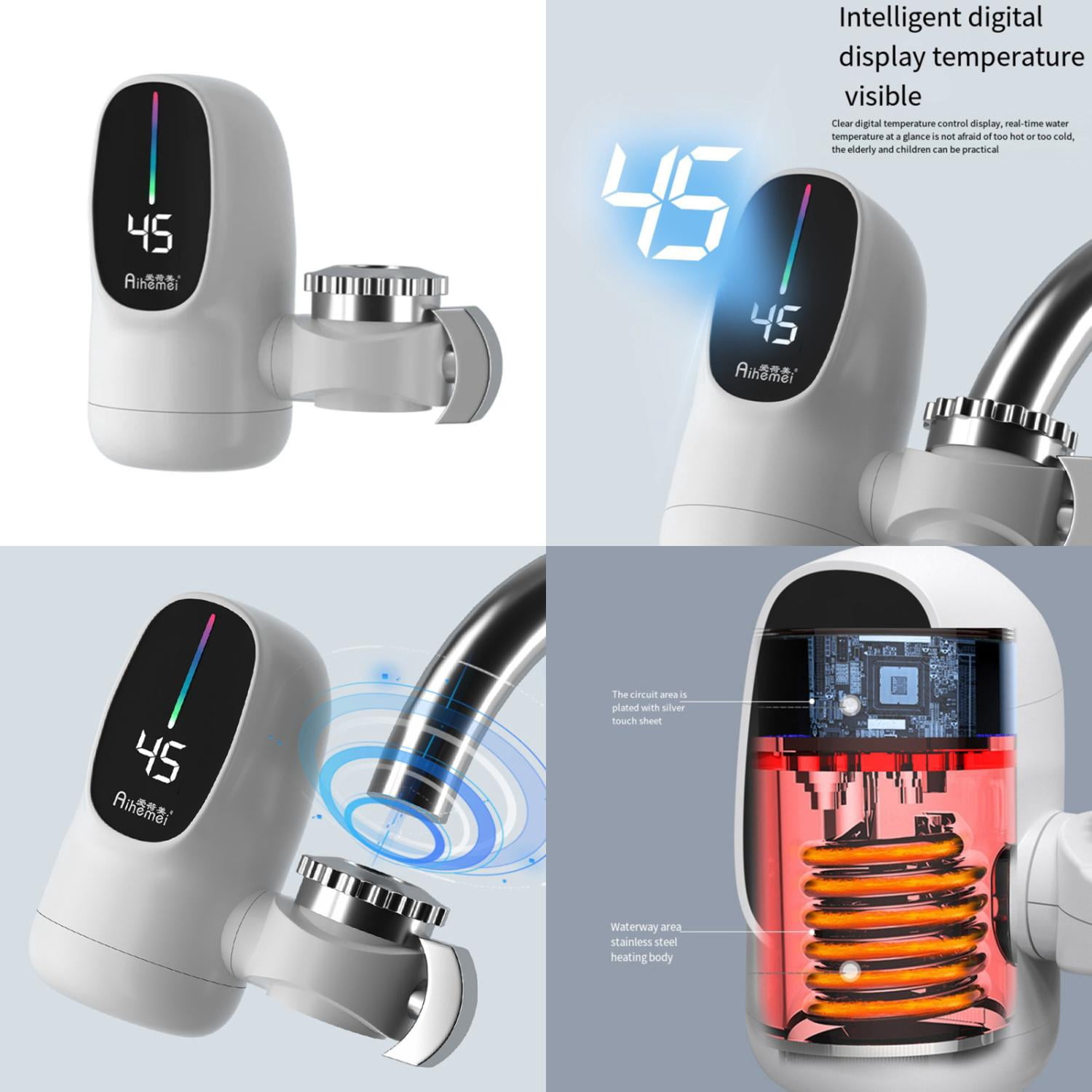 3000W Mini  Instant Water Heater 220V 110V Heating Faucet for Tap Tankless Kitchen Bathroom Hot Water Digital Display온수기