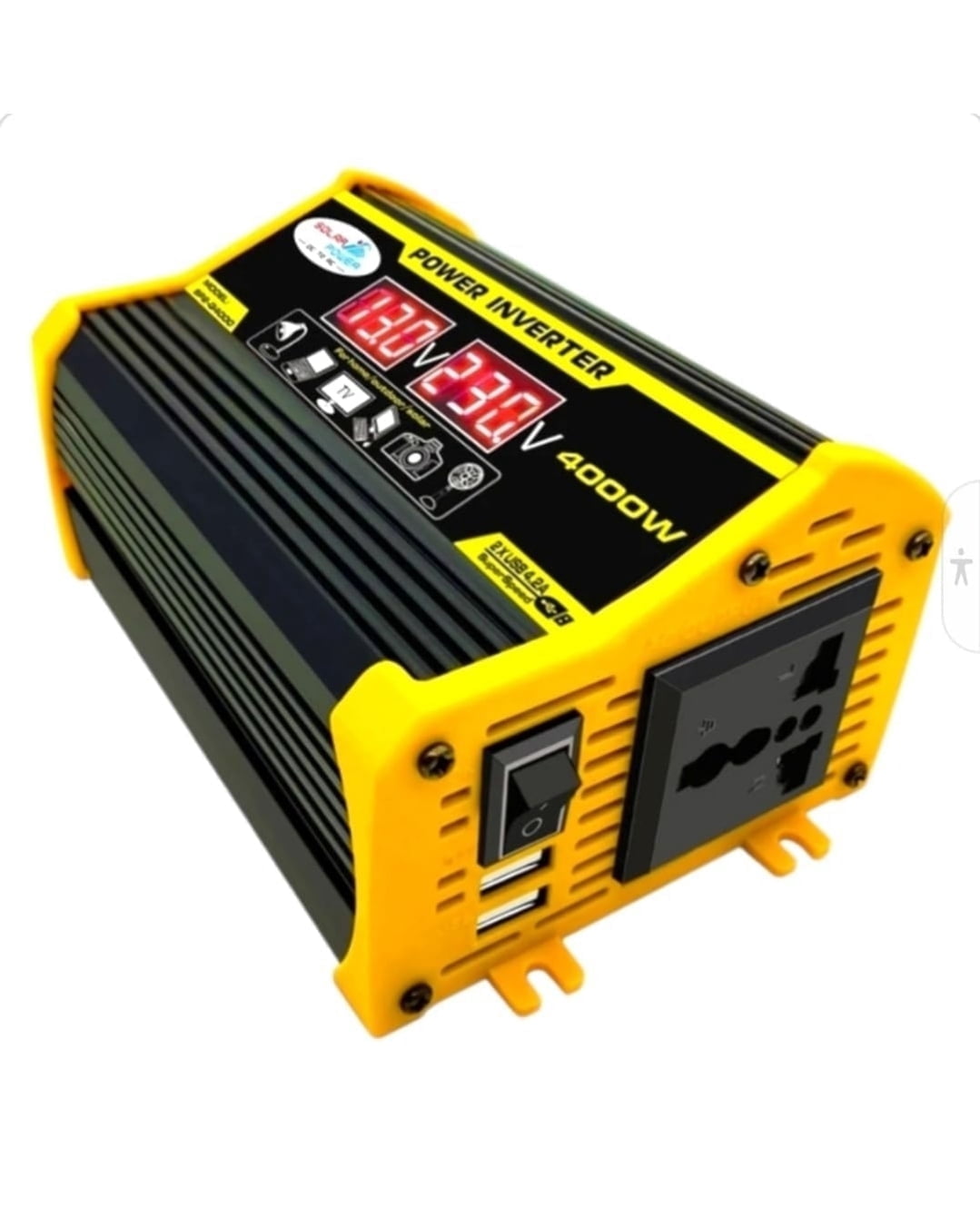 High-Power Peak 4000W DC to AC Power Inverter  12V to 110V/220V Converter with Dual USB Ports, Universal AC Outlet, LED Display for Cars, Trucks, RVs, and Home Backup (110V)