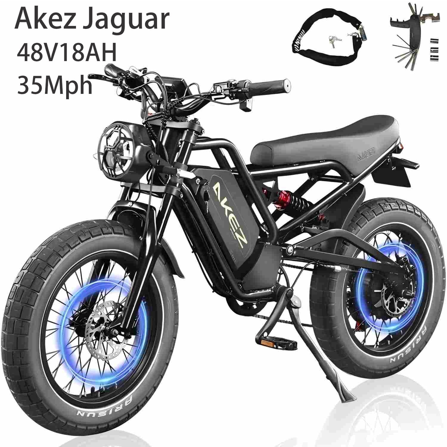 3000W（Peak)AKEZ 1500W Electric Bike,135N.M,35MPH Electric Dirt
