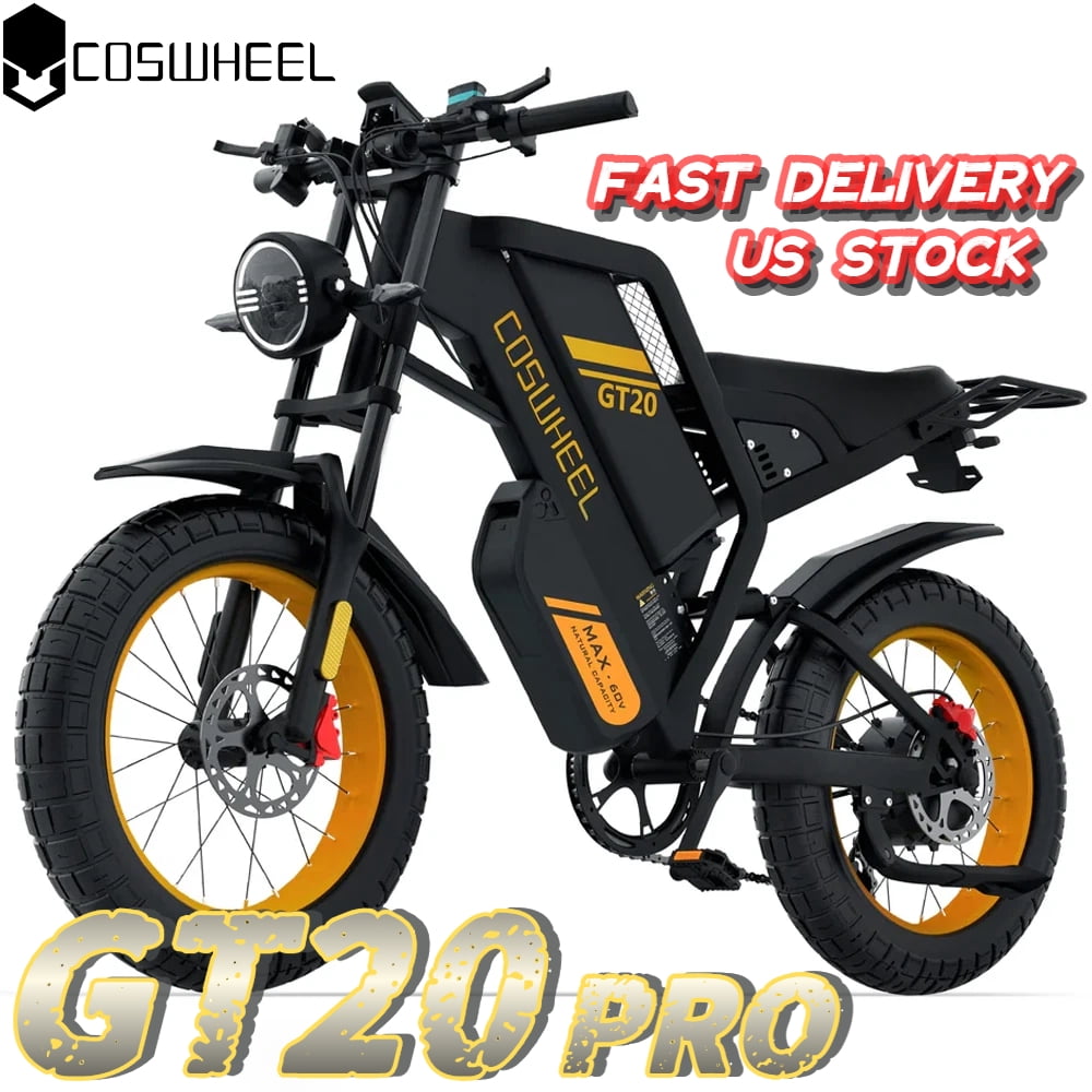 3000W(Peak) Dual Motor COSWHEEL GT20 Pro Electric Bike for Adults,48V40AH Removable Dual Battery,Max 93-145 Miles Electric Motorcycle, 7-Speed, 20" x 4.0 Fat Tire Ebikes for Adults