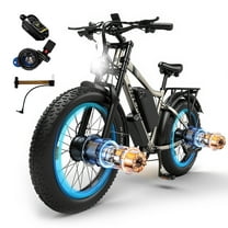 Electric Fat Tire Bike for Adults, 5000W Peak 52V 25AH Dual Motor Ebike for Adult, 40-50MPH E-Bicycle, 24" Fat Tire All Terrain, Front Suspension & Hydraulic Disc Brake, 7-Speed Long Range