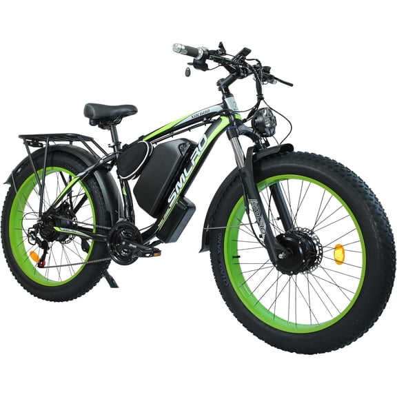 5000W Peak Dual Motor Ebike, 52V 30AH Battery Electric Bike for Adults, 7-Speed 40MPH AWD Ebike Mountain Snow E-Bike with 26" x 4.0 Fat Tire MTB Hydraulic Disc Brake for Off-Road Snow