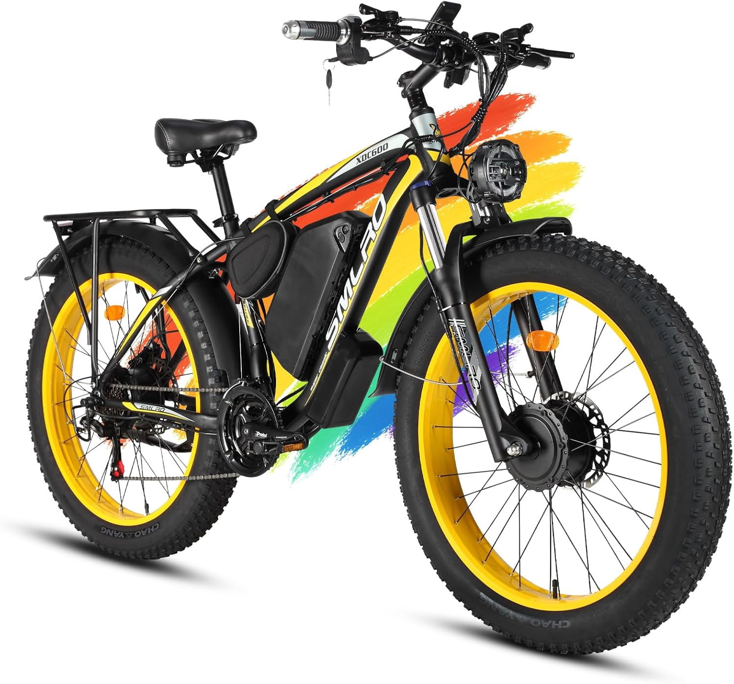 3000W Peak Dual Motor Ebike, 52V 30AH Battery Electric Bike for Adults, 7-Speed 40MPH AWD Ebike Mountain Snow E-Bike with 26" x 4.0 Fat Tire MTB Hydraulic Disc Brake for Off-Road Snow Sand