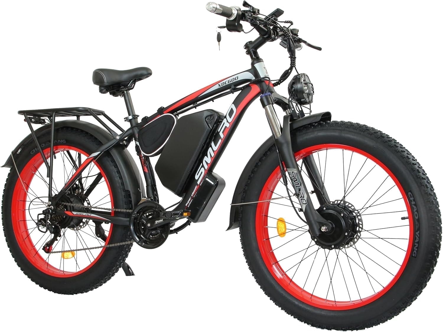 5000W Peak Dual Motor Ebike, 52V 30AH Battery Electric Bike for Adults, 7-Speed 40MPH AWD Ebike Mountain Snow E-Bike with 26" x 4.0 Fat Tire MTB Hydraulic Disc Brake for Off-Road Snow