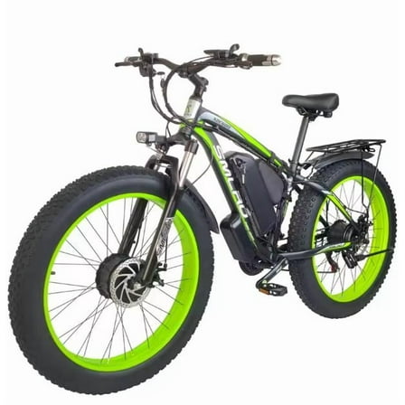 5000W Peak Dual Motor Electric Bike, 52V 30AH AWD 7 Speed 40MPH 26" Fat Tire Electric Mountain SNOW Dirt Bike for Adults