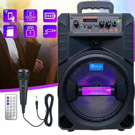 3000W Portable Bluetooth Speaker with 8" Subwoofer, Heavy Bass, RGB LED Lights, Rechargeable Battery, for Parties, Camping, Beach Trips & Outdoor Events