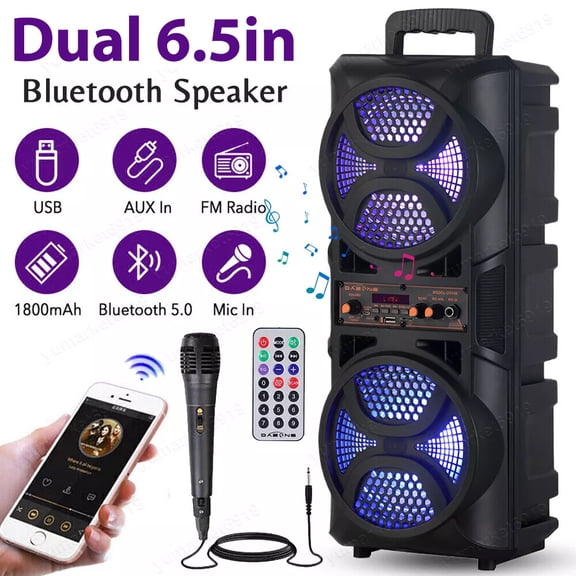 3000W Portable Bluetooth Speaker Sub woofer Deep Bass Sound System Party + Mic