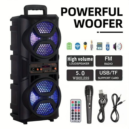 3000W Portable Speaker - Choose 6.5''/8''/10''/12'' Subwoofers - Heavy Bass w/LED Lights - 33ft Wireless Range - For Home/Party/Travel - FM Radio & Stereo Sound