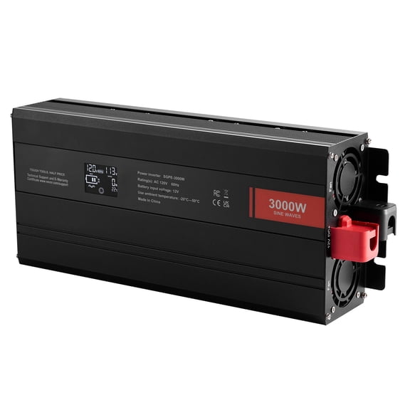 3000W Pure Sine Wave Power Inverter, DC 12V to AC 120V Converter with Multi Ports, LCD Display & Remote Control for Home Large Appliances
