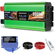 3000W Pure Sine Wave Power Inverters, LVYUAN 6000W Peak Power 12V DC to AC 120V Power Converter for RV, Truck, Outdoor, Remote Control Quadruple AC Outlets and USB Ports Inverter with LCD Display