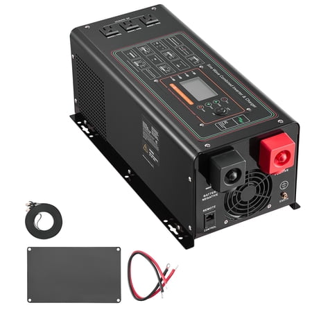 3000W Pure Sine Wave Solar Inverter Charger 24V DC to 120V AC LCD Remote for Off-Grid RV Boat Home