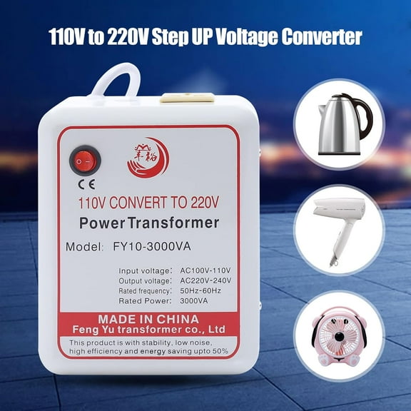 3000W Transformer Converter, 110V to 220V Step Up Voltage Converter for Hair Dryers Cooking Machines Rice Cookers, Boost Power Converter 110v to 220v, High Performance Step-up Transformer