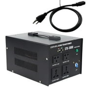 3000W Voltage Converter Step Up & Down Power Transformer 110V to 220V, 220V to 110V, Heavy Duty 5 Outlet