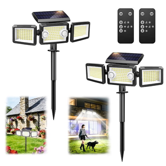 BN-LINK 2-Pack Solar Outdoor Lights, 188 LED Solar Motion Sensor Lights with 3 Adjustable Heads, 270Wide Angle, IP65 Waterproof Solar Security Lights with Ground Stake for Yard, Garage