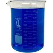 3000ml Beaker, Low Form Griffin, Borosilicate 3.3 Glass, Double-Scale Graduations, Karter Scientific 247Q4 Pack 1