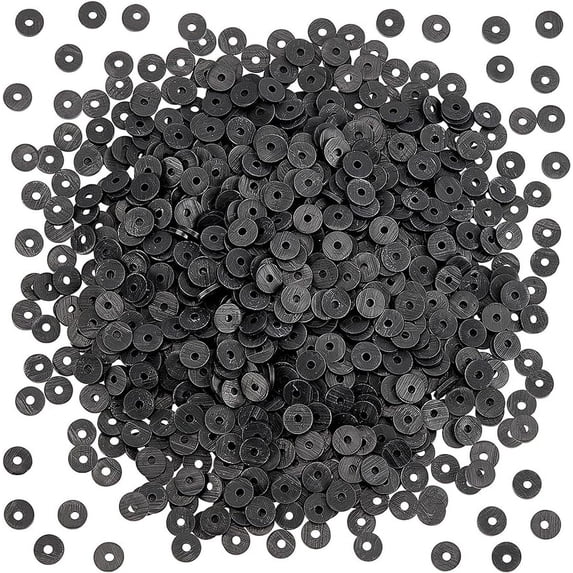 3000pcs 5mm Polymer Clay Bead Black Vinyl Chip Disk Loose Bead for Choker Keychain Lanyard Halloween Decor