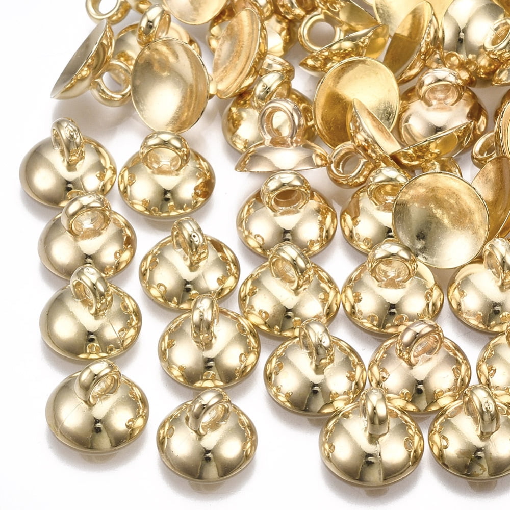 3000pcs CCB Plastic Bead Cap Bails for Globe Glass Cover Making Light golden 9x6.5mm Hole: 2mm
