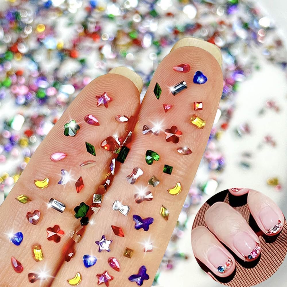 3000pcs Mini Rhinestones for Nails Colorful Nail Rhinestones Flatback ...