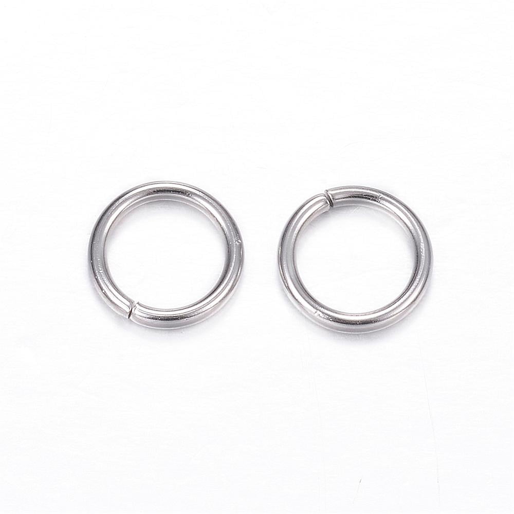 3000pcs Resistant 304 Stainless Steel Open Jump Rings Round Stainless Steel color 9x1.2mm 17 Gauge Inner Diameter: 6.6mm