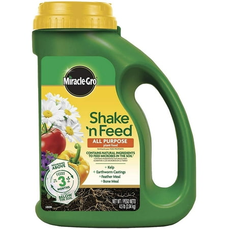 Miracle-Gro 2-pack 3001910 Shake N Feed All Purpose Continuous Release Plant Food, 4.5 lb 2 Pack — Outdoor & Indoor Plant Use, Easy Application